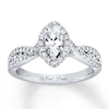 Previously Owned Neil Lane Engagement Ring 7/8 ct tw Marquise & Round-cut Diamonds 14K White Gold