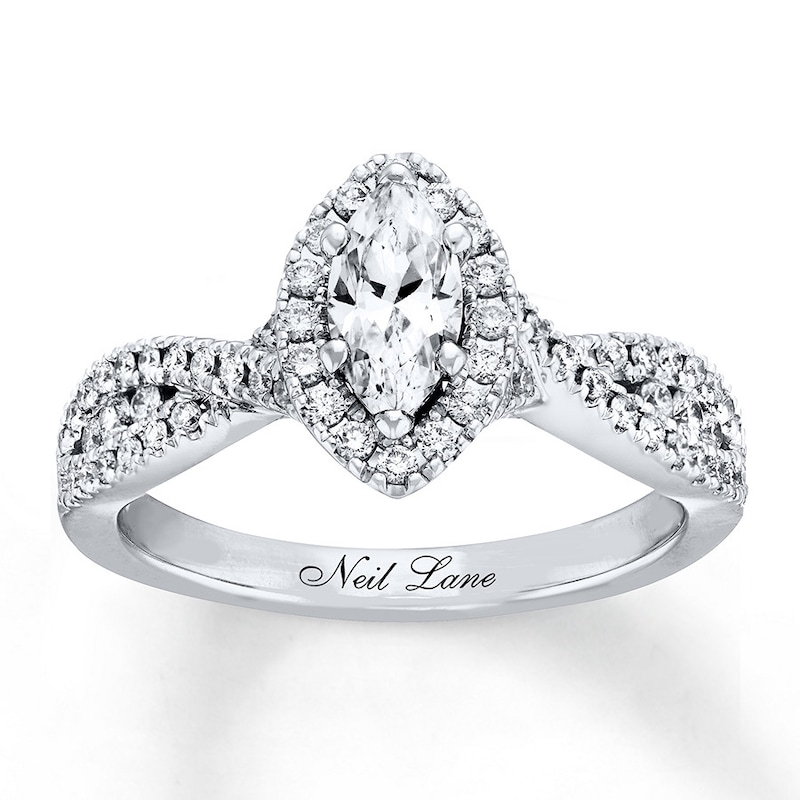 Main Image 1 of Previously Owned Neil Lane Engagement Ring 7/8 ct tw Marquise & Round-cut Diamonds 14K White Gold - Size 4.25