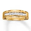 Thumbnail Image 1 of Previously Owned Men's Diamond Wedding Band 1/4 ct tw Round-cut 10K Yellow Gold Size 7