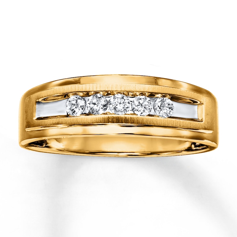 Main Image 1 of Previously Owned Men's Diamond Wedding Band 1/4 ct tw Round-cut 10K Yellow Gold Size 7