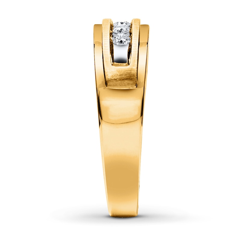 Main Image 3 of Previously Owned Men's Diamond Wedding Band 1/4 ct tw Round-cut 10K Yellow Gold Size 7