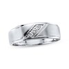 Thumbnail Image 1 of Previously Owned Men's Diamond Wedding Band 1/10 ct tw Round-cut 10K White Gold - Size 13