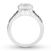 Previously Owned Black/White Diamond Engagement Ring 3/4 ct tw Princess-cut 14K White Gold