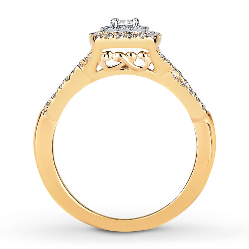Main Image 2 of Previously Owned Diamond Engagement Ring 1/2 ct tw Round-cut 10K Two-Tone Gold - Size 9