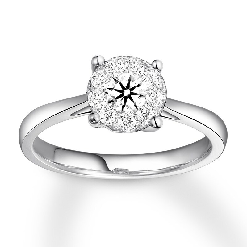 Previously Owned Diamond Engagement Ring 3/8 ct tw Round-cut 14K White Gold - Size 4.25