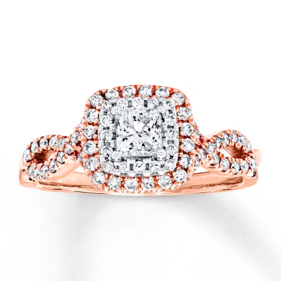 Previously Owned Diamond Engagement Ring 5/8 ct tw Princess & Round-cut 14K Two-Tone Gold Size