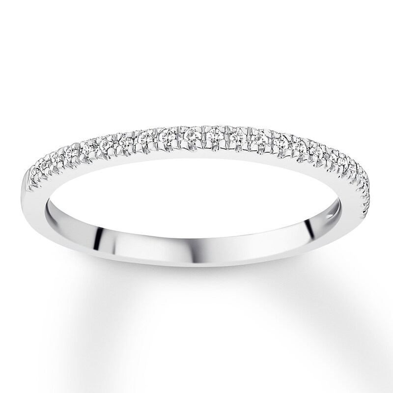Main Image 1 of Previously Owned Diamond Wedding Band 1/10 ct tw Round-cut 10K White Gold - Size 3.5
