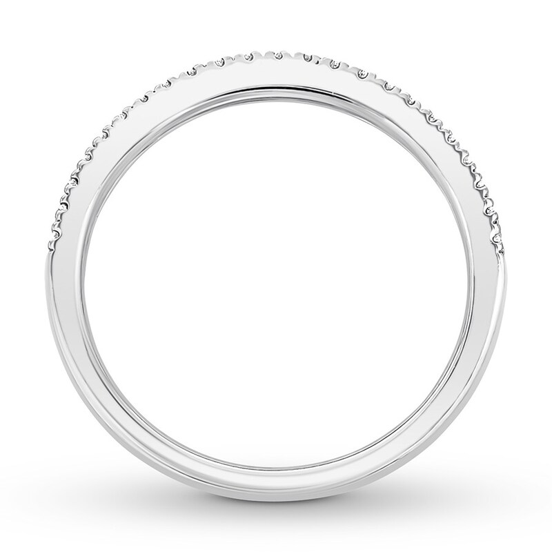 Main Image 2 of Previously Owned Diamond Wedding Band 1/10 ct tw Round-cut 10K White Gold - Size 3.5