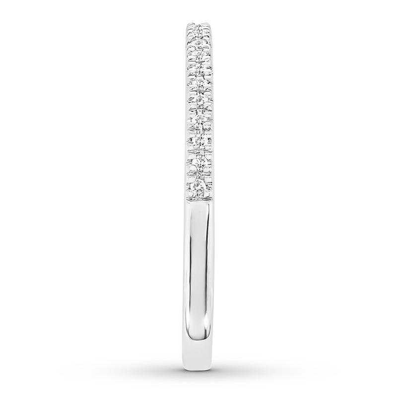 Main Image 3 of Previously Owned Diamond Wedding Band 1/10 ct tw Round-cut 10K White Gold - Size 3.5