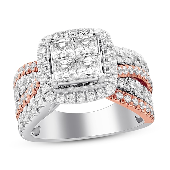 Previously Owned Diamond Engagement Ring 2-1/2 ct tw Princess & Round-cut 14K Two-Tone Gold Size 5