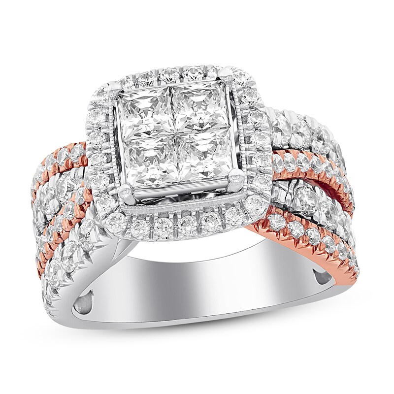 Main Image 1 of Previously Owned Diamond Engagement Ring 2-1/2 ct tw Princess & Round-cut 14K Two-Tone Gold - Size 5
