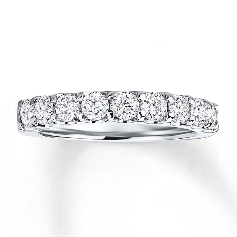 Main Image 1 of Previously Owned Diamond Wedding Band 1 ct tw Round-cut 14K White Gold - Size 3.5