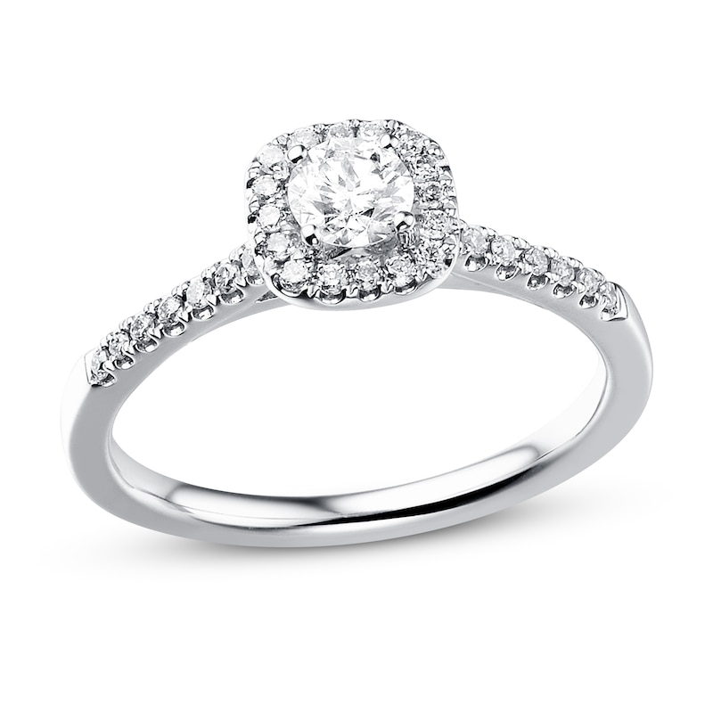 Main Image 1 of Previously Owned Diamond Engagement Ring 3/8 ct tw Round-cut 10K White Gold Size 9.25