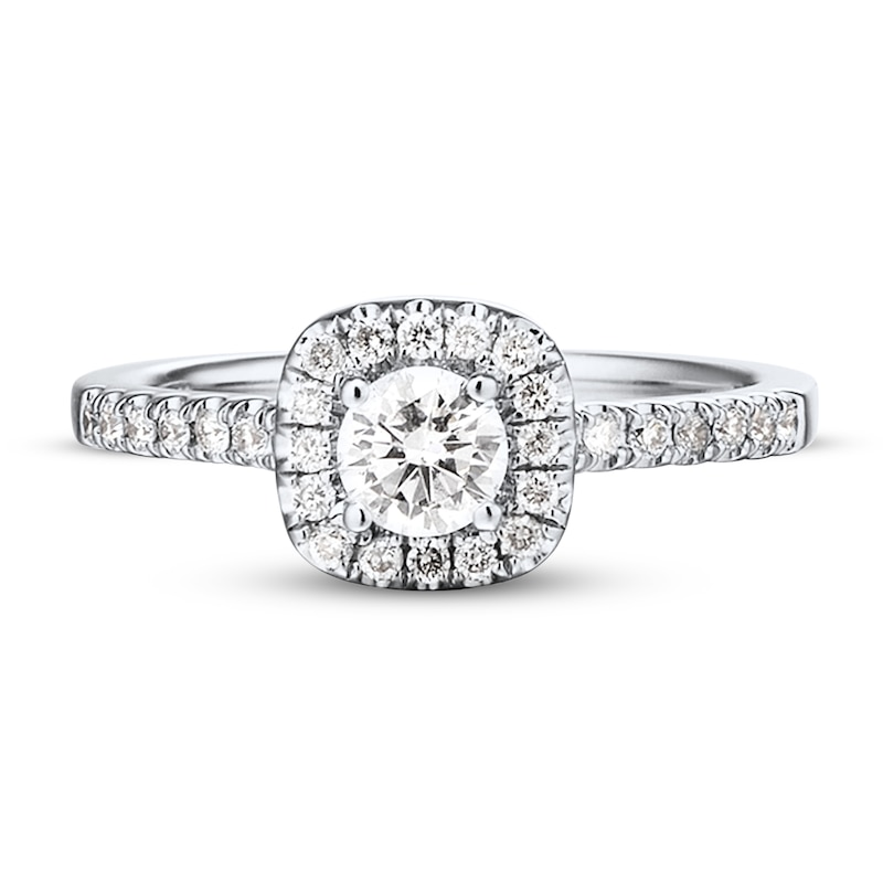 Main Image 4 of Previously Owned Diamond Engagement Ring 3/8 ct tw Round-cut 10K White Gold Size 9.25