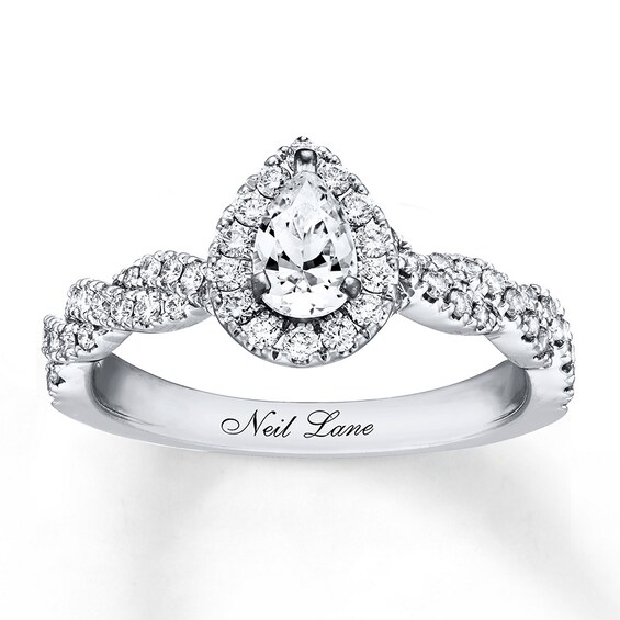 Previously Owned Neil Lane Engagement Ring 3/4 ct tw Round-cut Diamonds 14K White Gold Size 4