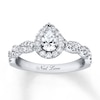 Previously Owned Neil Lane Engagement Ring 3/4 ct tw Pear & Round-cut Diamonds 14K White Gold