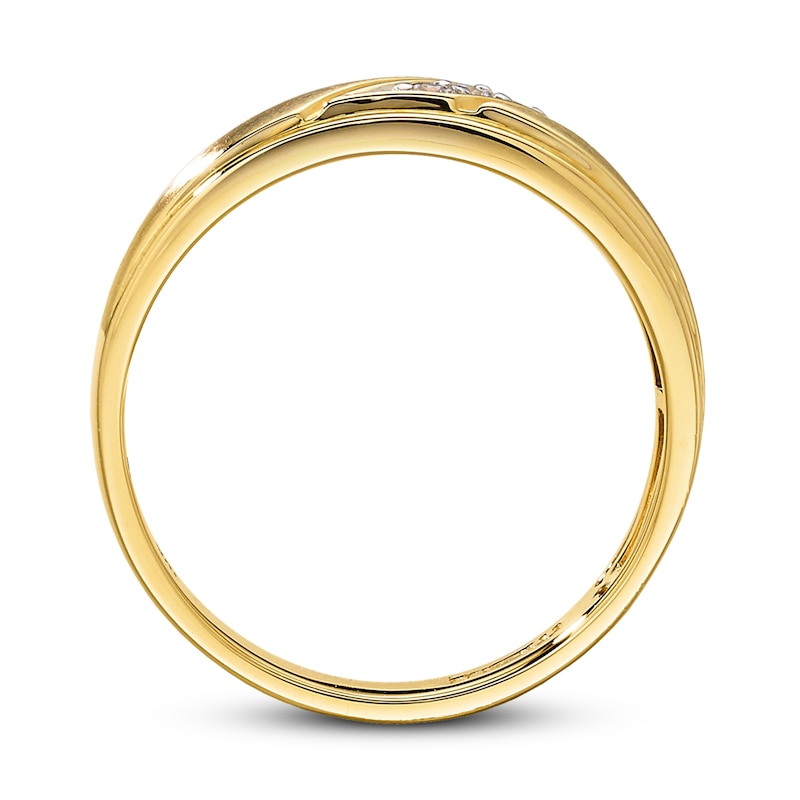 Main Image 2 of Previously Owned Men's 3-Stone Diamond Wedding Band 1/10 ct tw 10K Yellow Gold Size 12.5