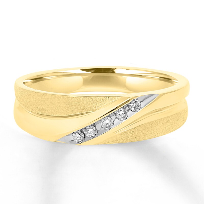 Main Image 1 of Previously Owned Men's Diamond Wedding Band 1/15 ct tw Round-cut 10K Yellow Gold - Size 12.75