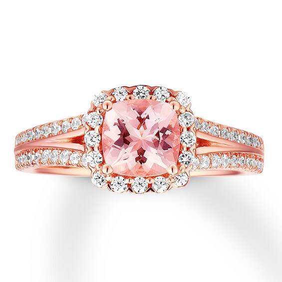 Previously Owned Morganite Engagement Ring 3/8 ct tw Round-cut Diamonds 14K Rose Gold Size 10