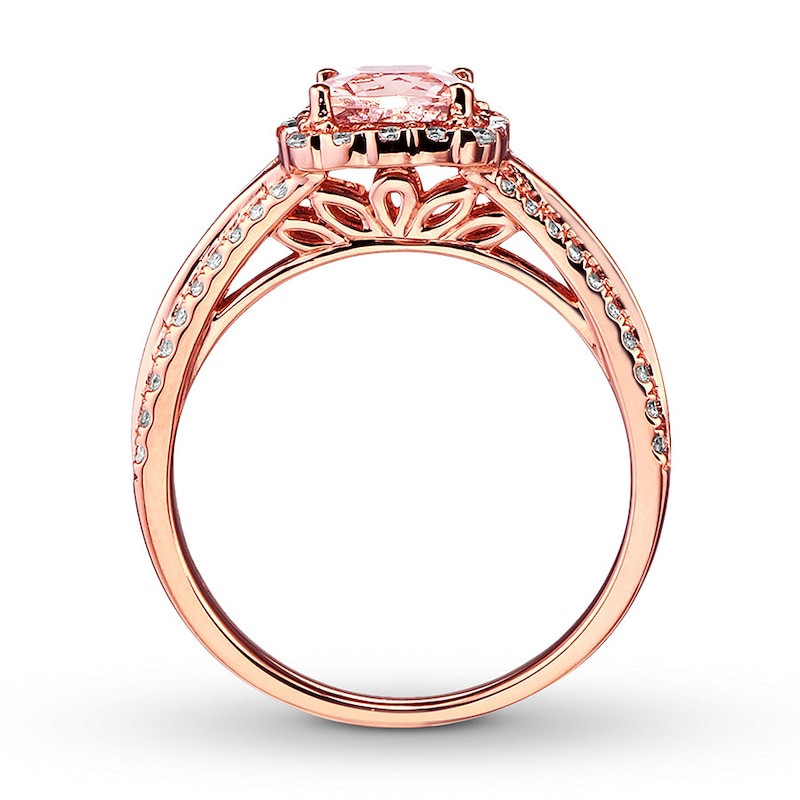 Previously Owned Morganite Engagement Ring 3/8 ct tw Round-cut Diamonds 14K Rose Gold