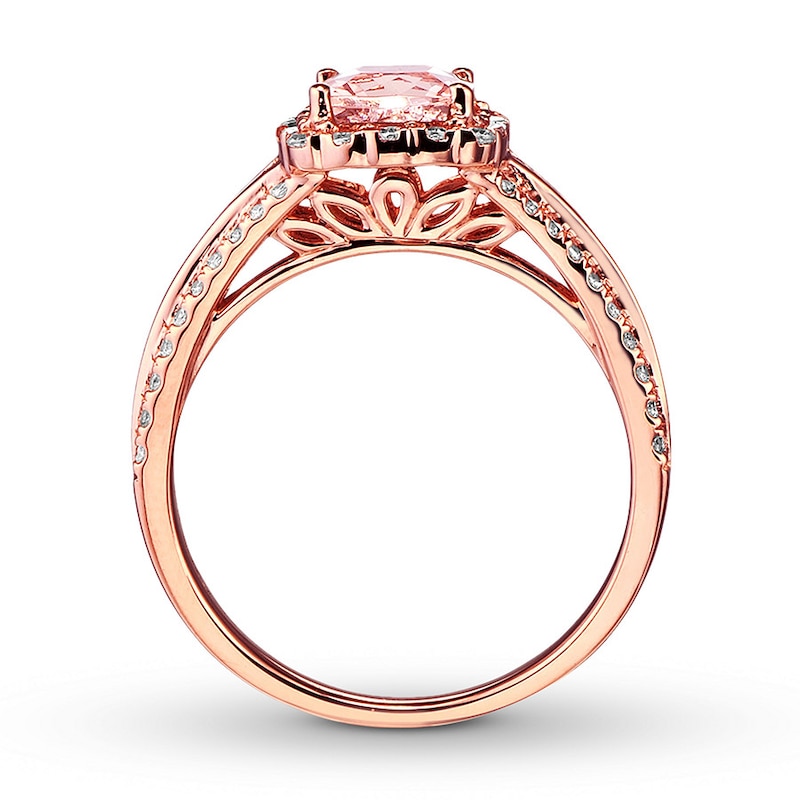 Previously Owned Morganite Engagement Ring 3/8 ct tw Round-cut Diamonds 14K Rose Gold - Size 10