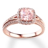 Thumbnail Image 3 of Previously Owned Morganite Engagement Ring 3/8 ct tw Round-cut Diamonds 14K Rose Gold - Size 10