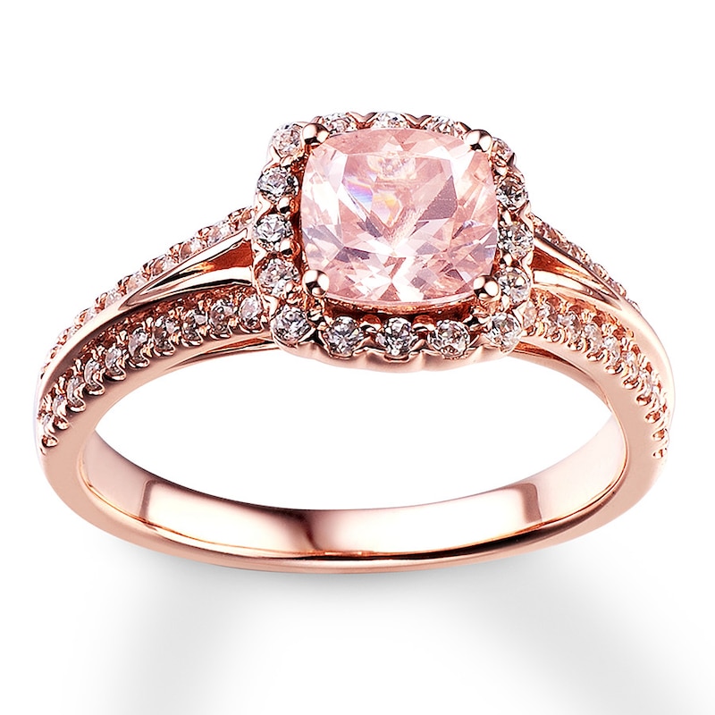 Previously Owned Morganite Engagement Ring 3/8 ct tw Round-cut Diamonds 14K Rose Gold - Size 10