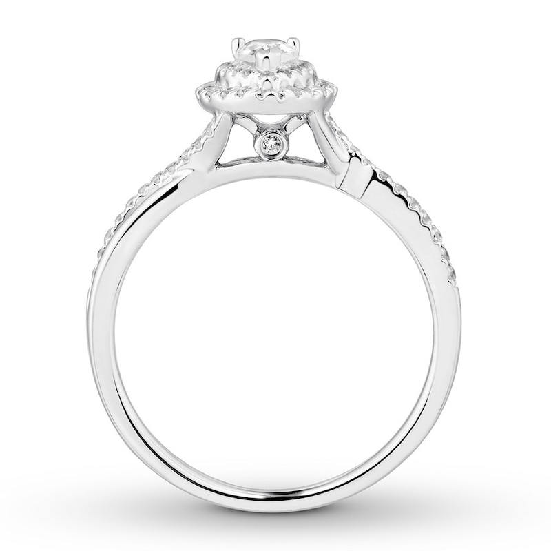 Previously Owned Diamond Engagement Ring 1/2 ct tw Pear & Round-cut 14K White Gold - Size 4.5