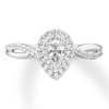 Thumbnail Image 2 of Previously Owned Diamond Engagement Ring 1/2 ct tw Pear & Round-cut 14K White Gold - Size 4.5