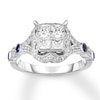 Thumbnail Image 1 of Previously Owned Diamond & Sapphire Engagement Ring 1 ct tw Princess & Round-cut 14K White Gold Size 9.25