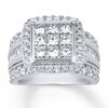 Thumbnail Image 1 of Previously Owned Diamond Engagement Ring 3 ct tw Princess & Round-cut 10K White Gold - Size 10.25