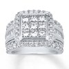 Thumbnail Image 0 of Previously Owned Diamond Engagement Ring 3 ct tw Princess & Round-cut 10K White Gold - Size 10.25