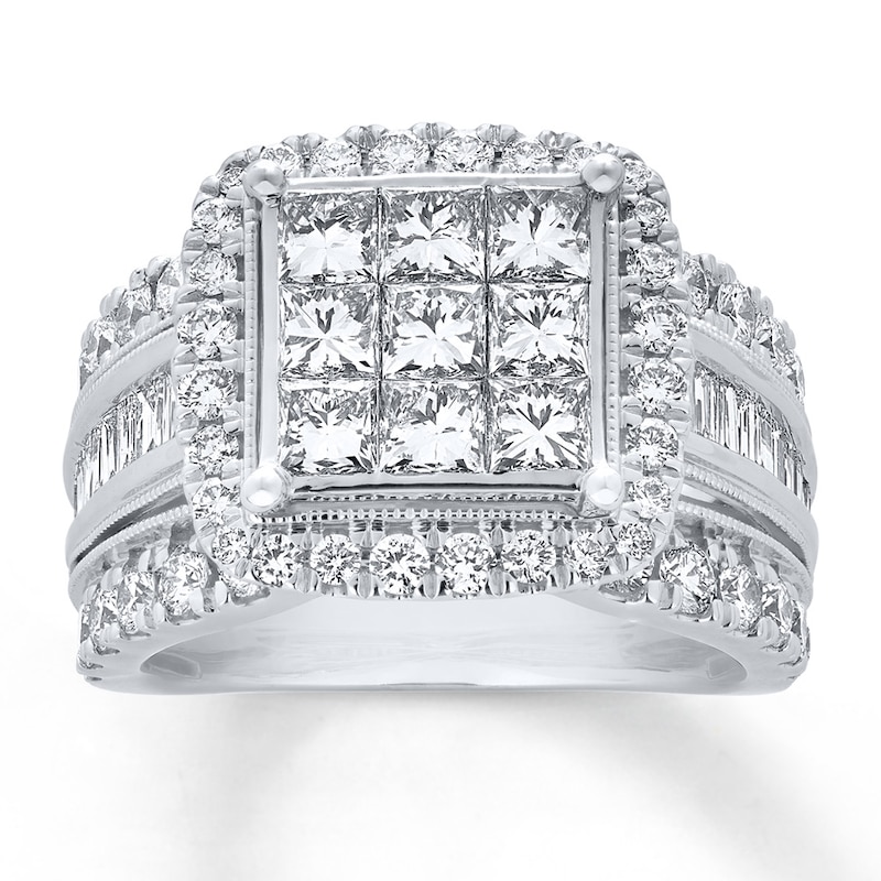 Main Image 1 of Previously Owned Diamond Engagement Ring 3 ct tw Princess & Round-cut 10K White Gold - Size 10.25