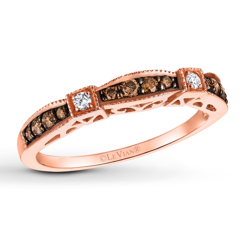 Main Image 1 of Previously Owned Le Vian Chocolate Diamonds 1/4 ct tw Round-cut Ring 14K Strawberry Gold - Size 9.75