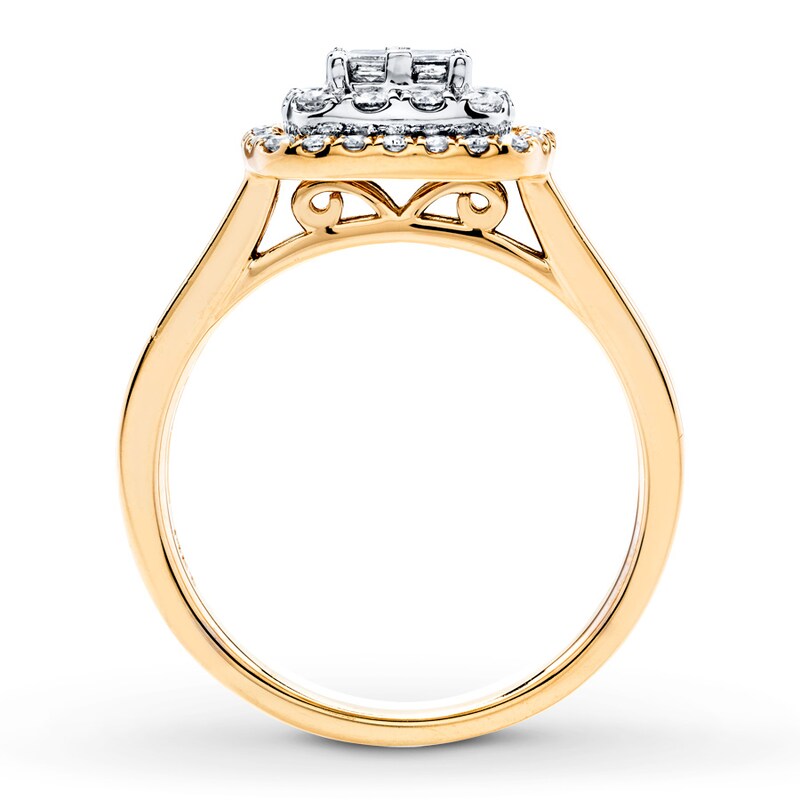 Previously Owned Diamond Engagement Ring 3/4 ct tw Princess & Round-cut 14K Two-Tone Gold - Size 9.5