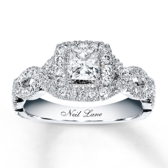 Previously Owned Neil Lane Engagement Ring 1 ct tw Princess & Round-cut Diamonds 14K White Gold Size
