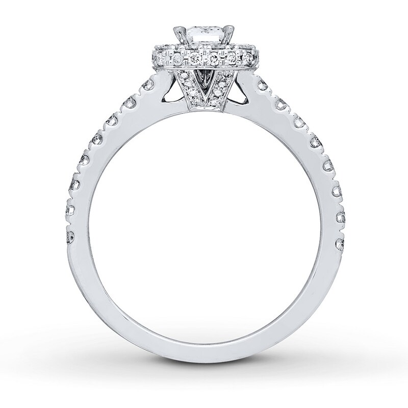 Main Image 2 of Previously Owned Neil Lane Engagement Ring 1 ct tw Emerald & Round-cut Diamonds 14K White Gold - Size 5.5