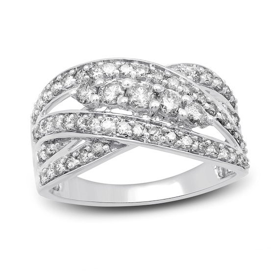 Previously Owned Diamond Fashion Ring 1 ct tw Round-cut 10K White Gold Size 12.25