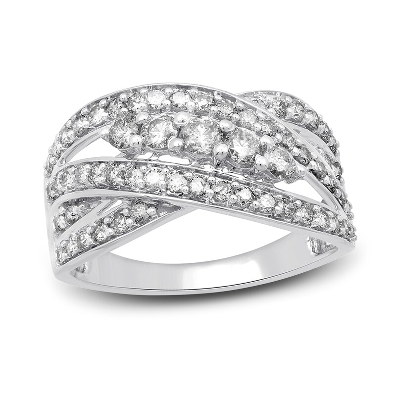 Main Image 1 of Previously Owned Diamond Fashion Ring 1 ct tw Round-cut 10K White Gold - Size 12.25