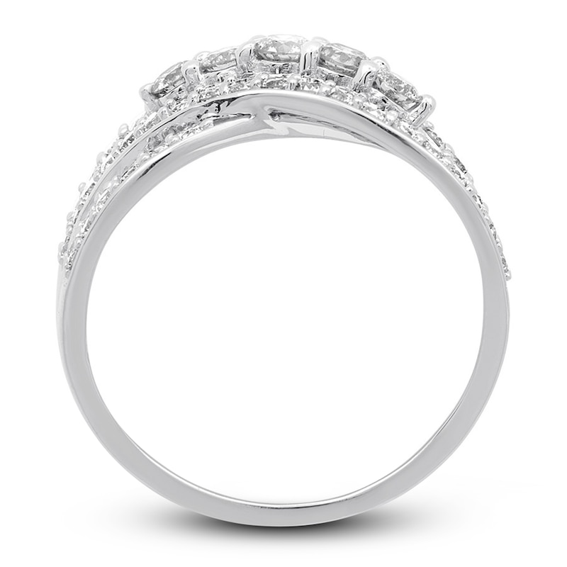Main Image 2 of Previously Owned Diamond Fashion Ring 1 ct tw Round-cut 10K White Gold - Size 12.25