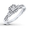 Thumbnail Image 1 of Previously Owned Diamond Engagement Ring 1/2 ct tw Princess & Round-cut 14K White Gold Size 11.75