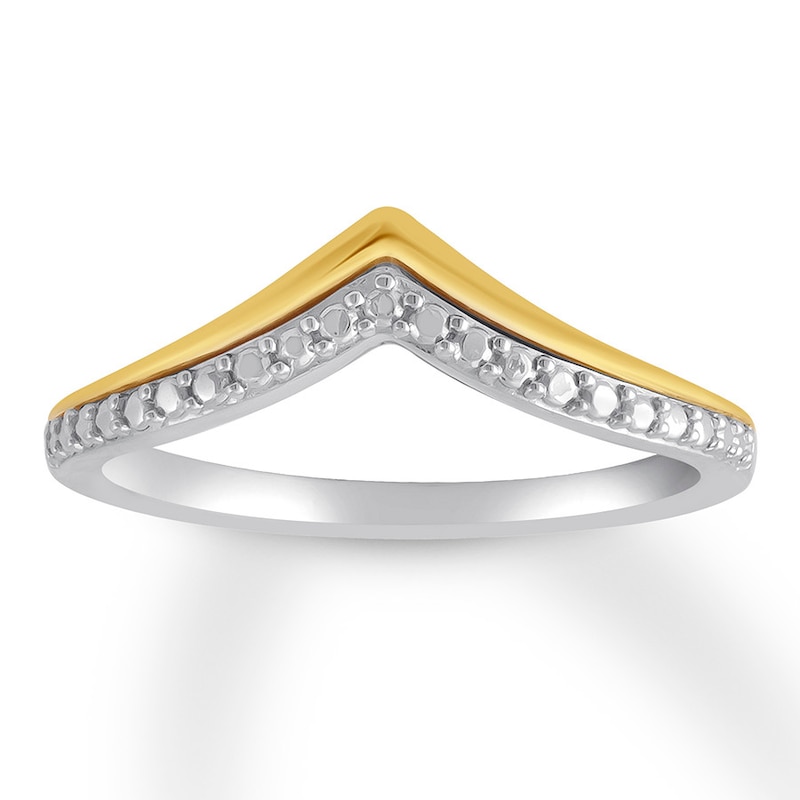 Main Image 1 of Previously Owned Textured Chevron Ring 10K Two-Tone Gold - Size 5