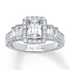 Thumbnail Image 0 of Previously Owned Neil Lane Engagement Ring 2-1/8 ct tw Radiant, Baguette & Round-cut Diamonds 14K White Gold - Size 6