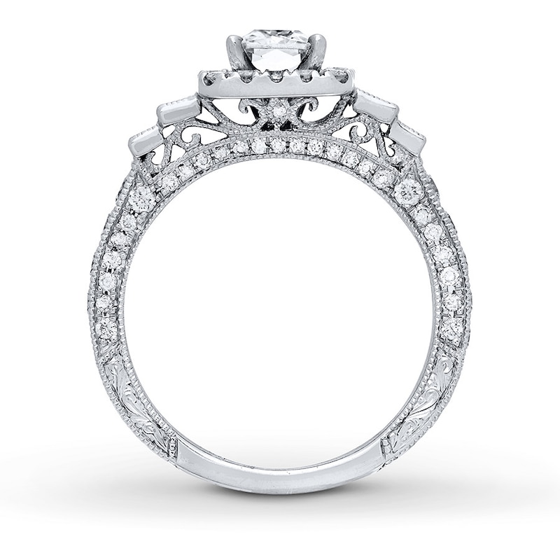 Previously Owned Neil Lane Engagement Ring 2-1/8 ct tw Radiant, Baguette & Round-cut Diamonds 14K White Gold
