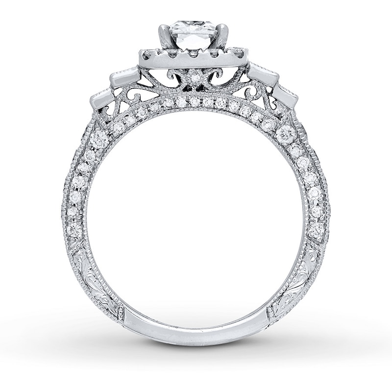 Previously Owned Neil Lane Engagement Ring 2-1/8 ct tw Radiant, Baguette & Round-cut Diamonds 14K White Gold - Size 6