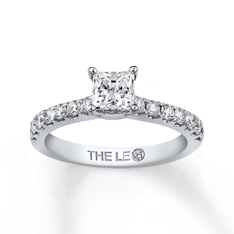 Previously Owned THE LEO Diamond Engagement Ring 1-1/8 ct tw Princess & Round-cut Diamonds 14K White Gold - Size 5