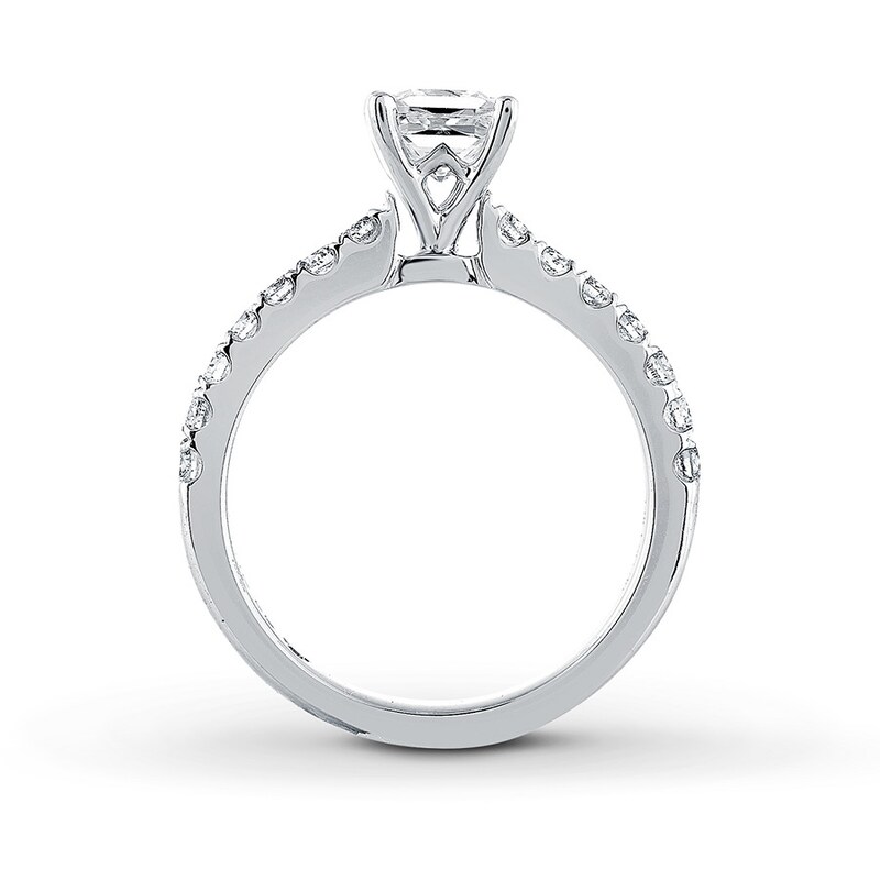 Previously Owned THE LEO Diamond Engagement Ring 1-1/8 ct tw Princess & Round-cut Diamonds 14K White Gold - Size 5