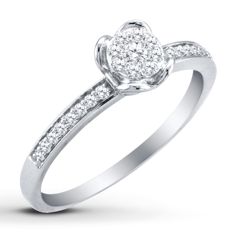 Main Image 2 of Previously Owned Diamond Ring 1/5 ct tw Round-cut 10K White Gold - Size 9.5