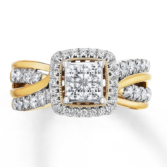 Previously Owned Diamond Engagement Ring 1 ct tw Princess & Round-cut 14K Yellow Gold Size 5