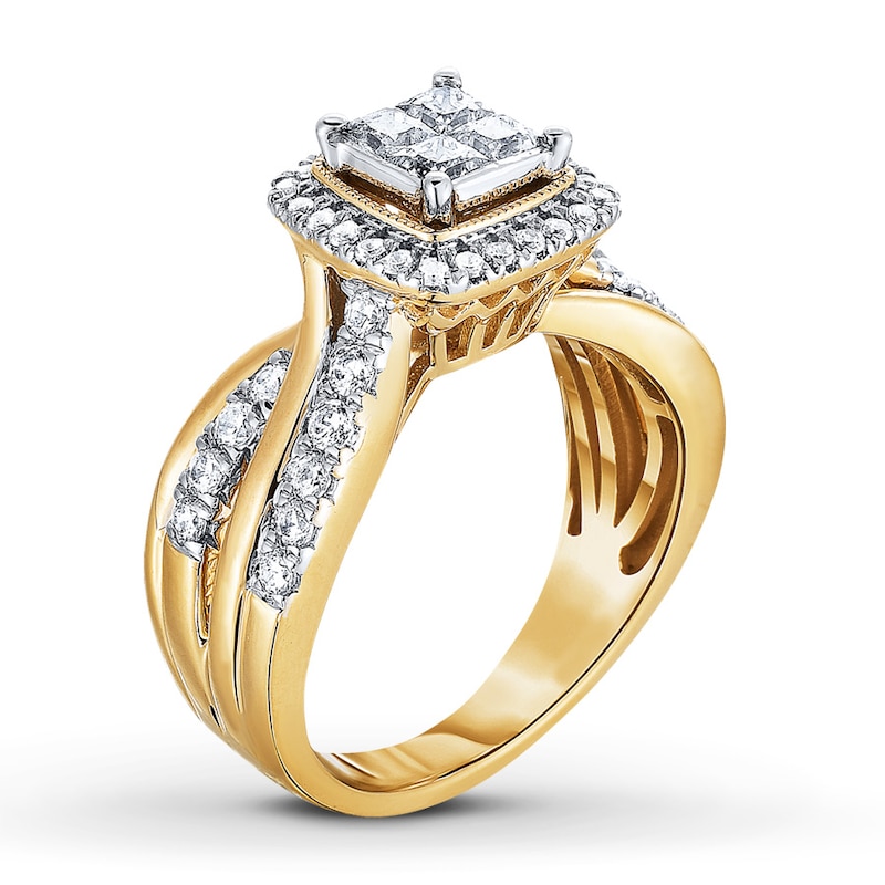 Main Image 2 of Previously Owned Diamond Engagement Ring 1 ct tw Princess & Round-cut 14K Yellow Gold - Size 5